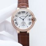 Cartier Ballon Bleu De 33/36/42MM Imported Movement 316L Steel Brown Leather Strap Couple Watch